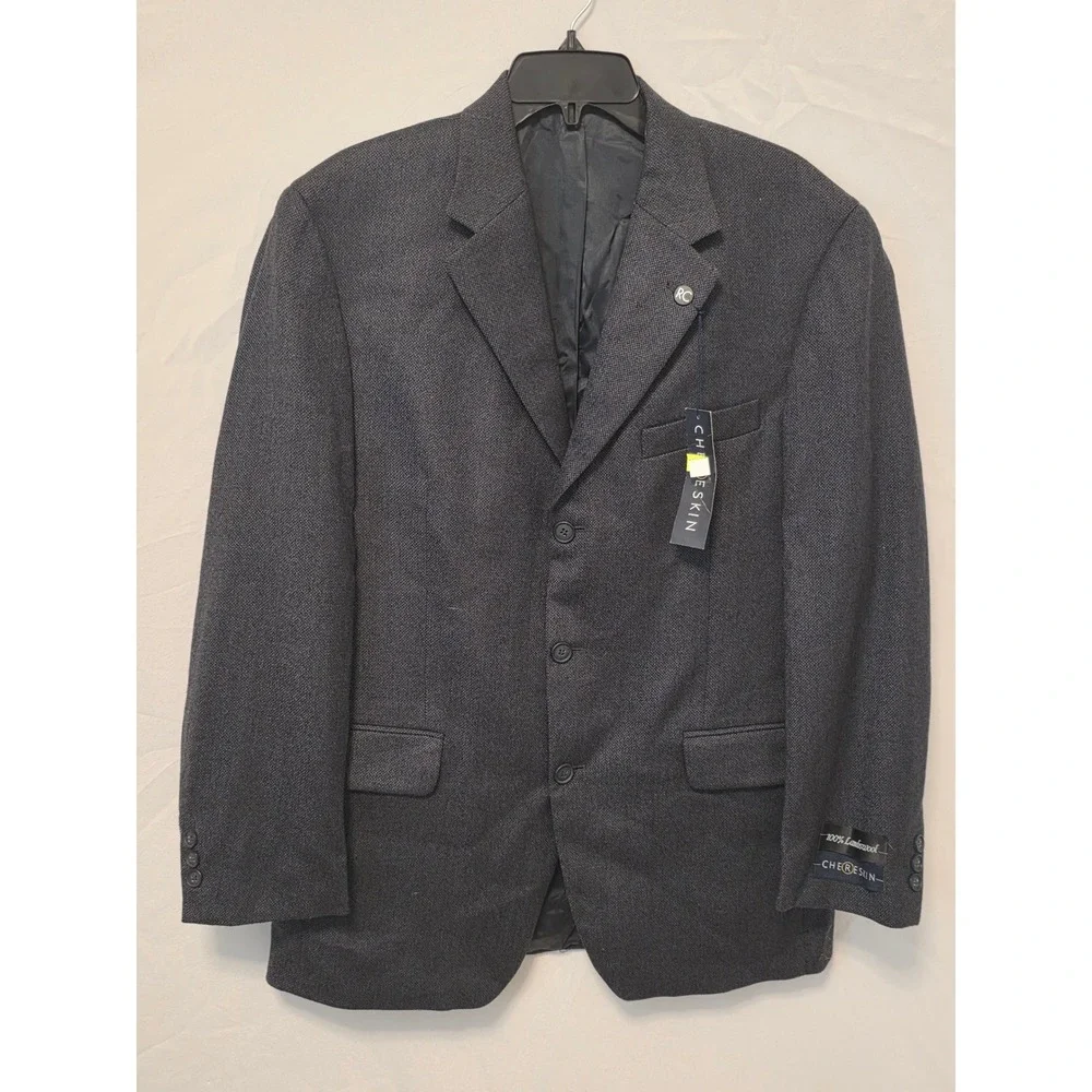 Chereskin 44R 100% Lambswool Blazer Charcoal Gray 3-Button Sport Coat Jacket Men